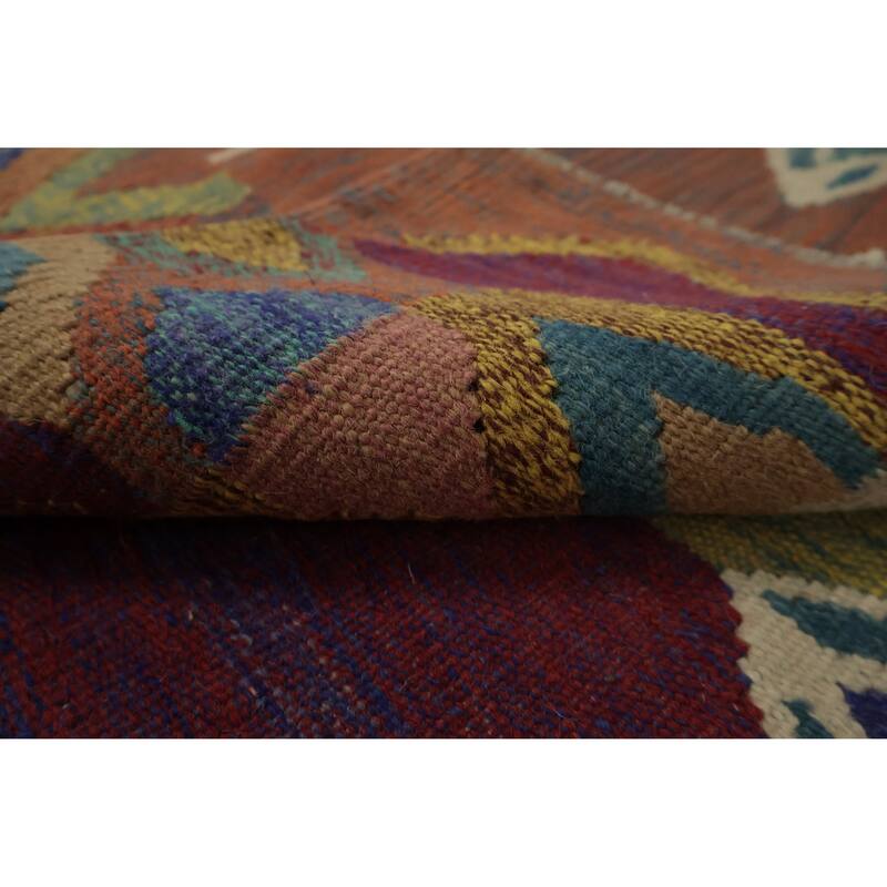 Hand Woven Oriental 100% Wool Carpet Southwestern Tribal Multi-Colored Kilim Area Rug - 9' 8'' X 6' 7''