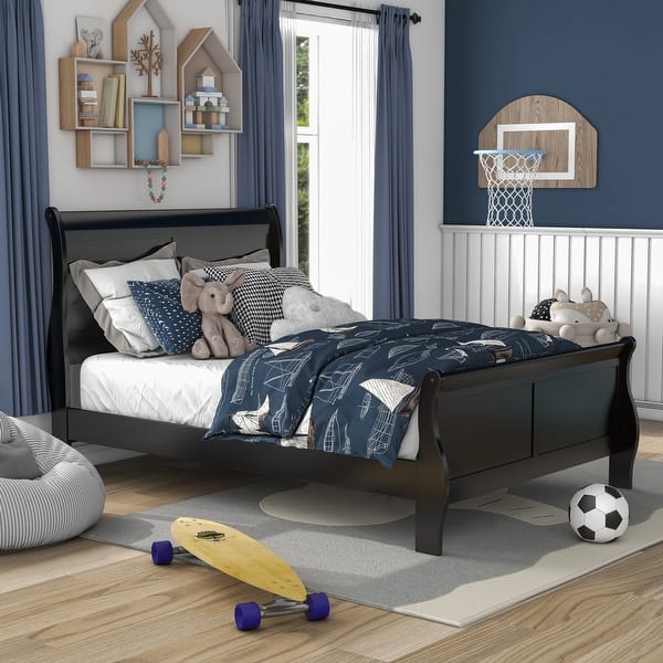slide 2 of 22, Furniture of America Mayday II Classic Kids Wooden Sleigh Bed Black - Full