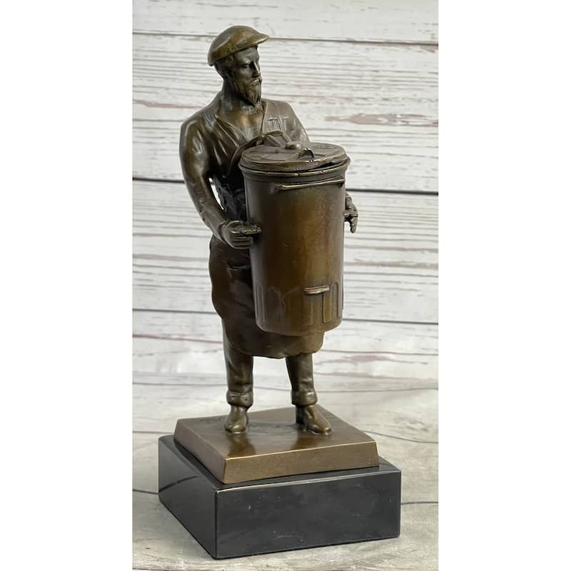 Construction Worker/Garbage Man Bronze Sculpture Statue Figure Gift