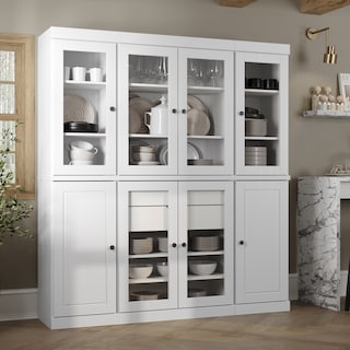 100% Solid Wood Kitchen China Pantry Buffet with Glass or Solid Wood Doors and 2-Drawer Kit by Palace Imports - 65" x 71.5"