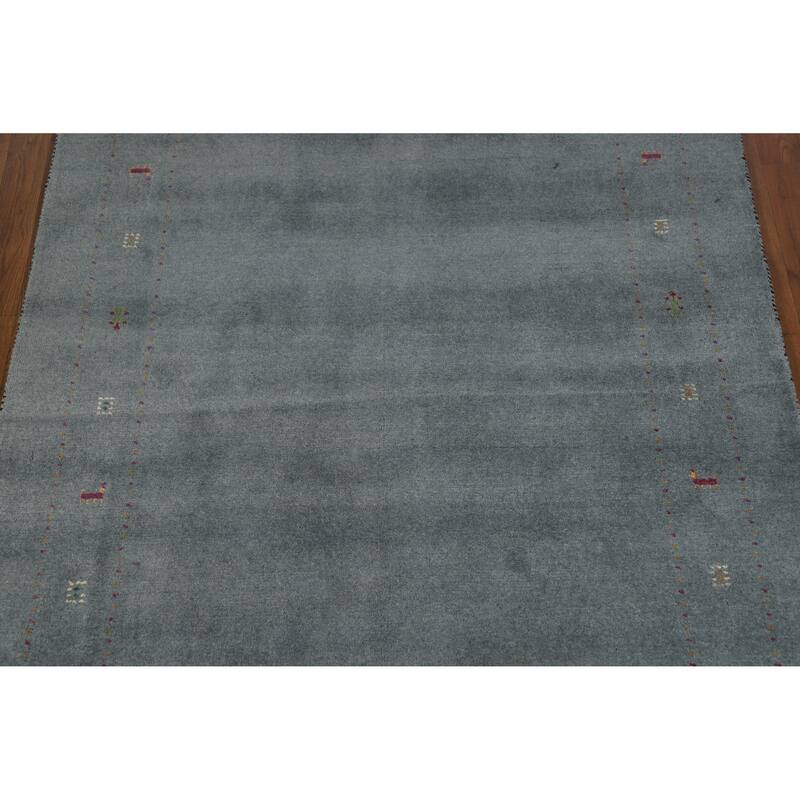 Hand Knotted Oriental 100% Wool Carpet Tribal Tribal Greys & Charcoal Gabbeh Area Rug - 7' 10'' X 4' 10''