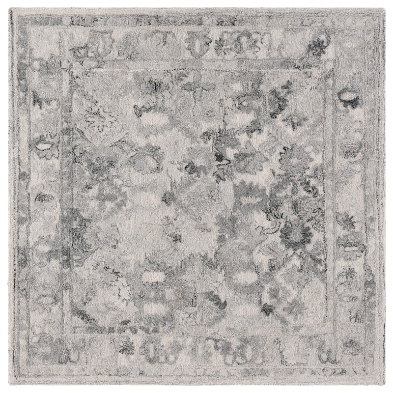 SAFAVIEH Handmade Marquee Lazarina Rug - 6' Square - Light Grey/Charcoal