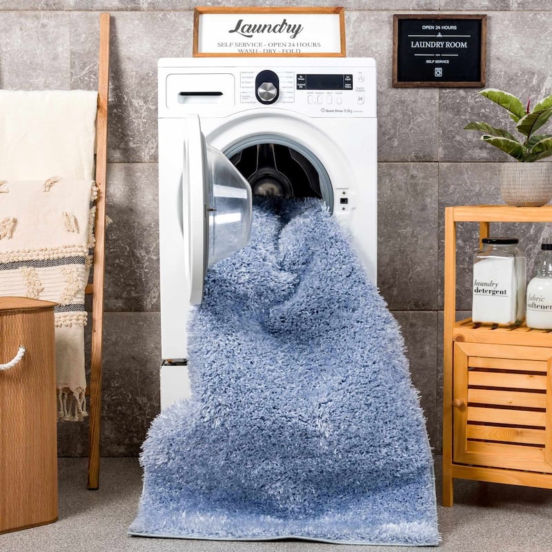 Faina Machine Washable Fluffy Carpet Solid Shag Plain Area Rug