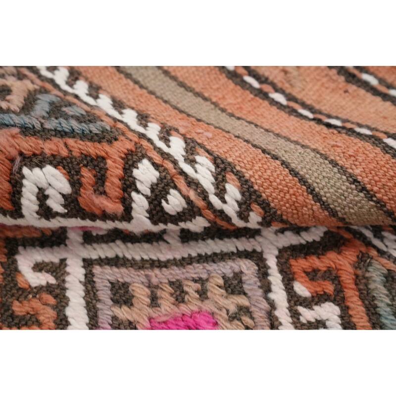 Hand Woven Oriental 100% Wool Carpet Southwestern Tribal Multi-Colored Kilim Area Rug - 6' 10'' X 5' 0''