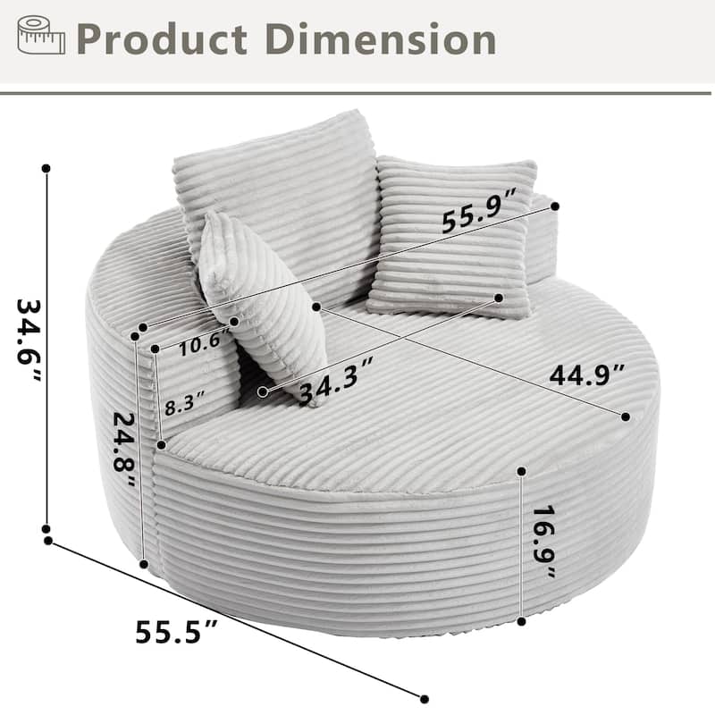Sectional Modular Daybed Couch, Round Sofa Bed with Memory Foam, Sleeper Sofa with Removable Cushions