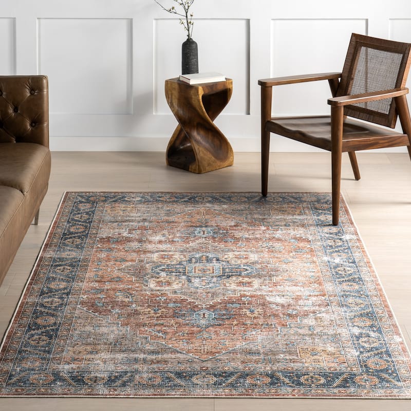 Nuloom Purnima Medallion SplashGuard Machine Washable Area Rug