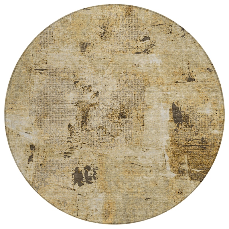 Machine Washable Indoor/ Outdoor Abstract Imprints Chantille Rug