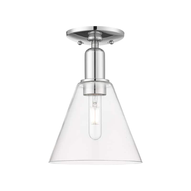 Innovations Lighting 716-1C-12-8 Berkshire Glass Semi-Flush Berkshire - Polished Chrome / Clear