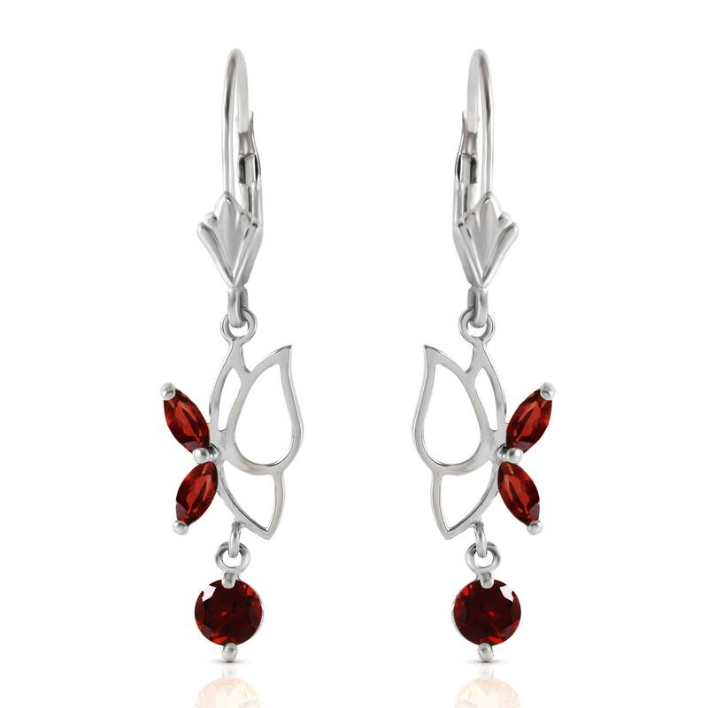14K Solid Gold Butterfly Gemstone Earrings with Natural Garnets