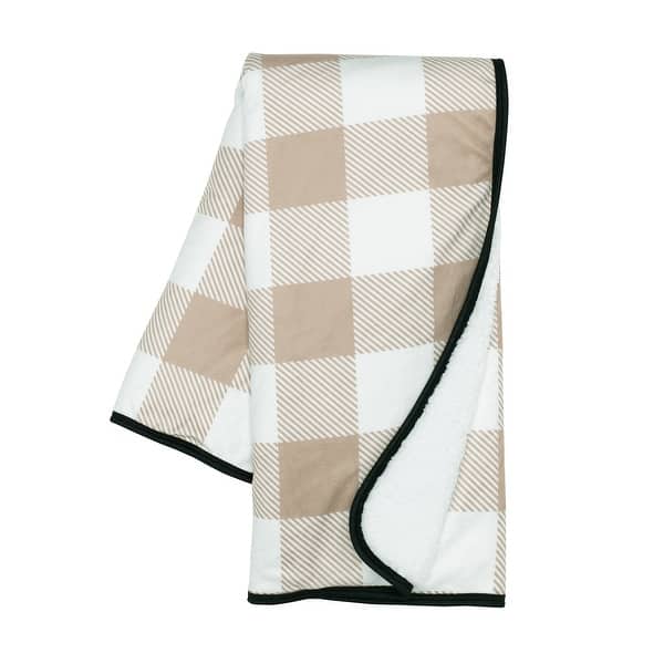 slide 2 of 6, Lambs & Ivy Baby Farm Buffalo Check Sherpa Baby Blanket - Taupe