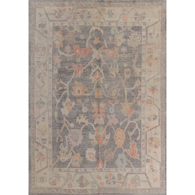 Hand Knotted Oriental 100% Wool Carpet Transitional All-Over Greys & Charcoal Oushak Area Rug - 11' 11'' X 9' 2''