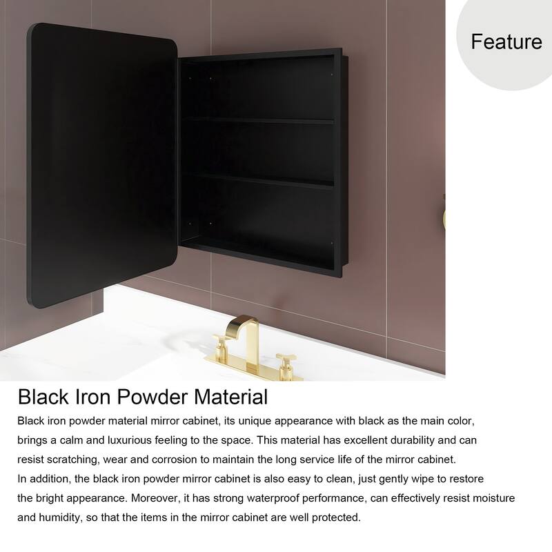 Rectangular Framed Surface/Recessed Mount Mirrored Medicine Cabinet with Shelves