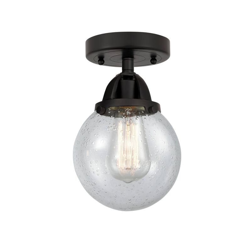 Innovations Lighting Nouveau 2 Beacon - 1 Light 6" Semi-Flush Mount - Seedy/Matte Black
