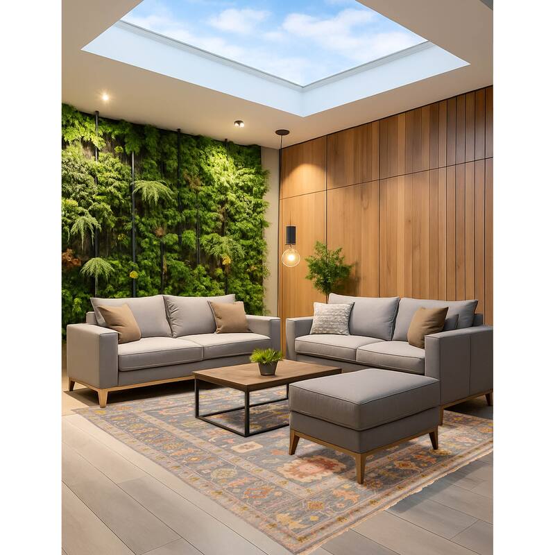 ECARPETGALLERY Hand-knotted Modern Oushak Sage Wool Rug - 7'11 x 9'9