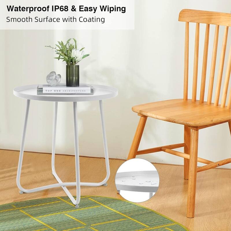 Outdoor Indoor End Table MetalW aterproof Round Side Table
