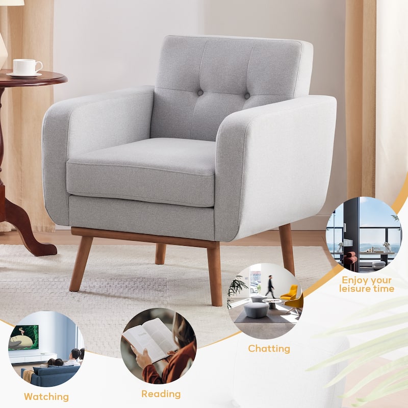 Tufted-Fabric-Upholstered-Accent Chair