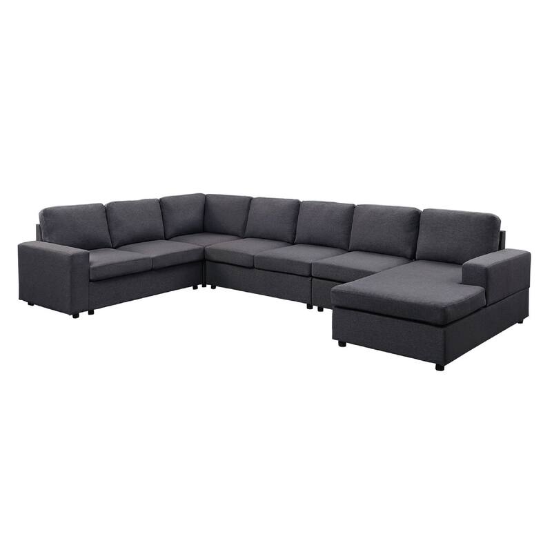 Fenie Modular Sectional Sofa, Reversible Chaise, Dark Gray, 147 Inch