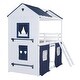 preview thumbnail 16 of 32, Twin Size Bunk Wood House Bed with Elegant Windows