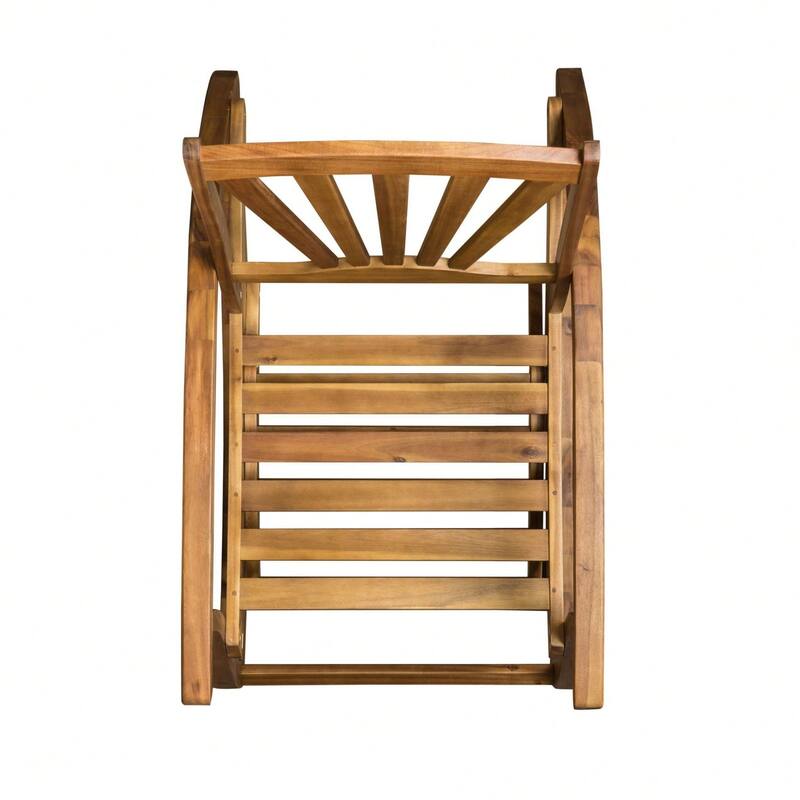 Cusp Barn Acacia Wood Design Resistant Reclining Rocking Chair, Retractable Footrest With Rocking Feature