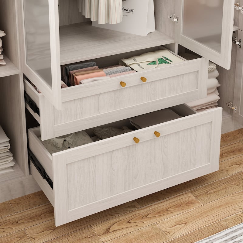 Combo Elegant Light Gray Wardrobe Modular Closet Configuration Armoire