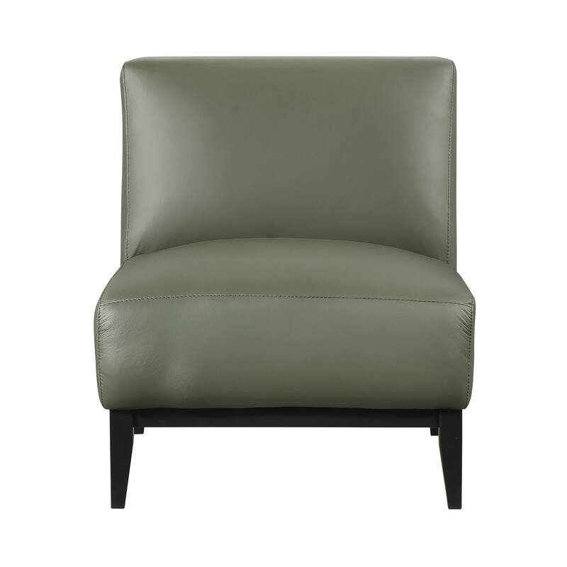 Hayes 28.5" Leather Accent Chair - Black Finish Solid Wood Legs