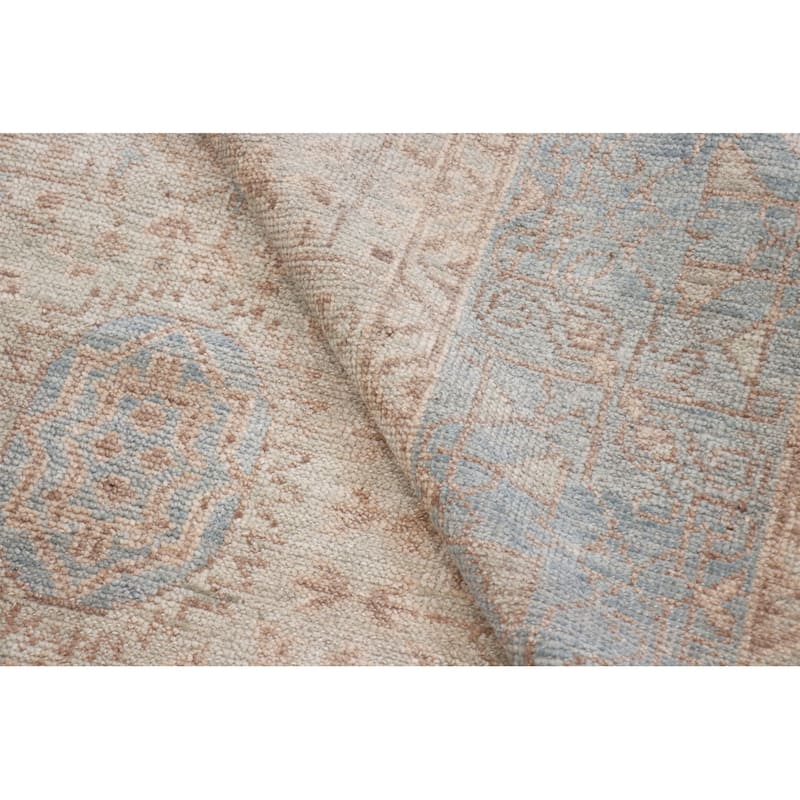 Pasargad Home Oushak Hand-Knotted Rust/L. Blue Wool Area Rug