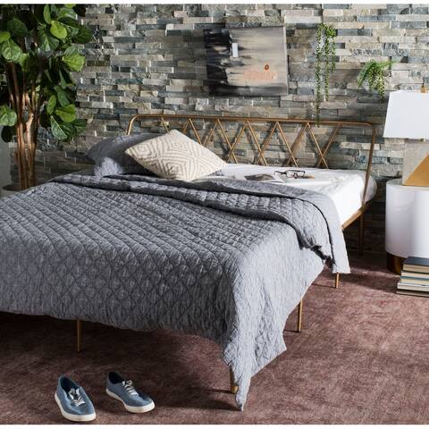 SAFAVIEH Gatsby Gold Platform Bed (Queen)