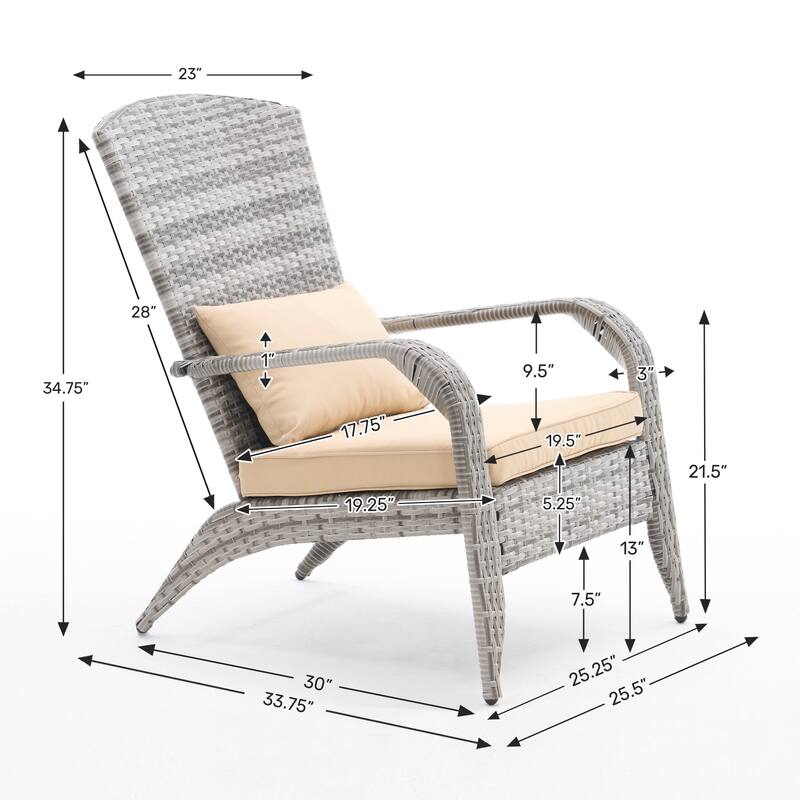 Outdoor Rattan Wicker Accent Chair with All-Weather Cushions