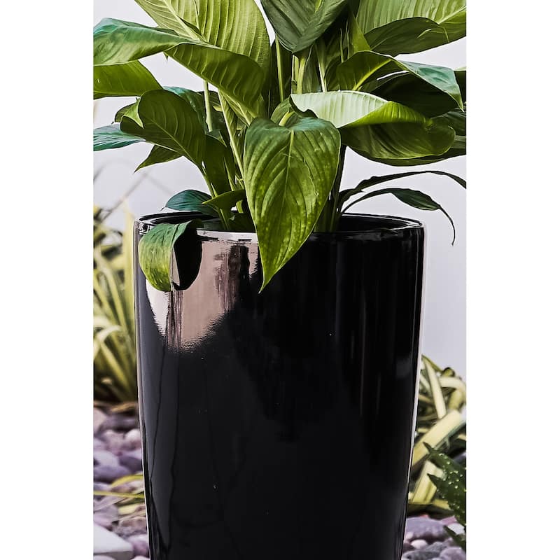XBrand 29.5" H Plastic Self Watering Indoor Outdoor Tall Round Planter Pot, Decorative Gardening Pot, Home Décor Accent