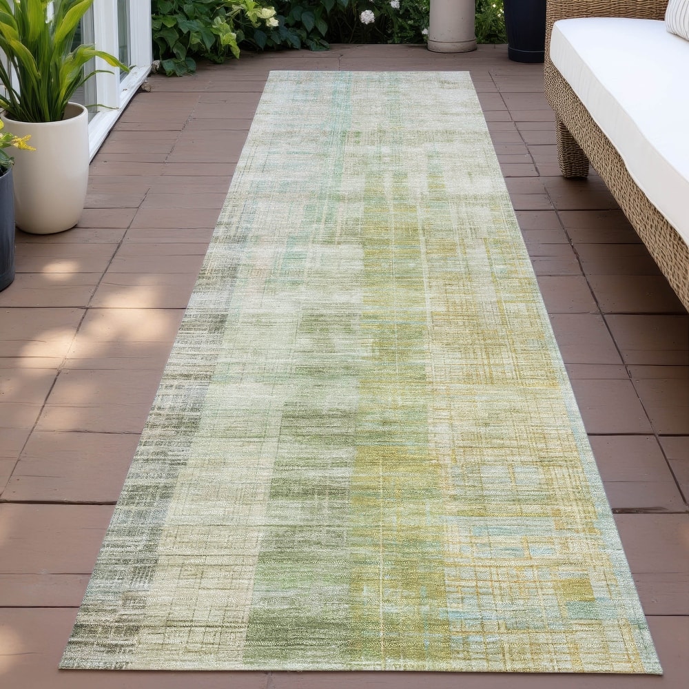 Machine Washable Indoor/Outdoor Modern Ombre Chantille Rug