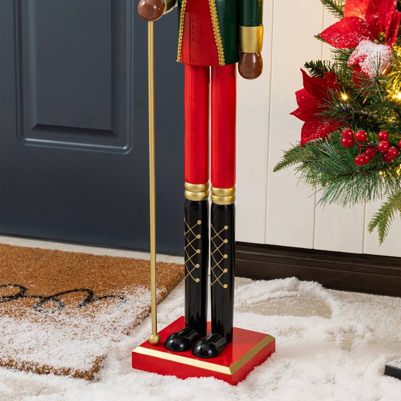 Glitzhome Wooden Christmas African King Soldier Nutcracker