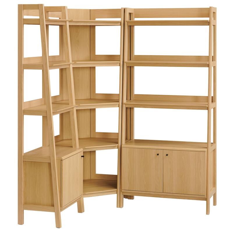 Bixby 3 Piece Corner Bookshelf Set With Wide and Narrow Bookshelves