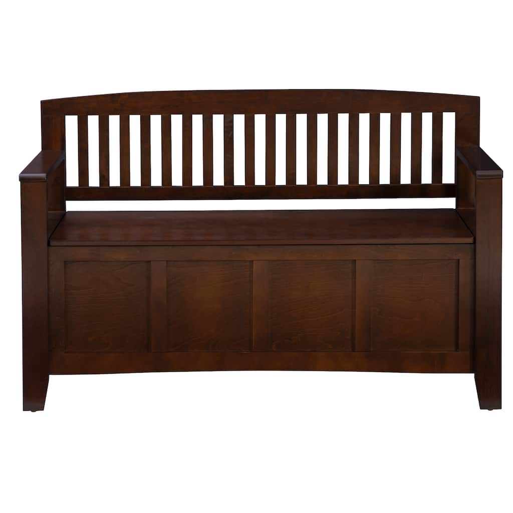 Slatted Back Storage Bench - 50" - Walnut Brown