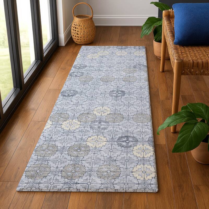Premium Washable Super Soft Geo Mosaic Mayfield Rug - Blue - 2'3" x 7'6"
