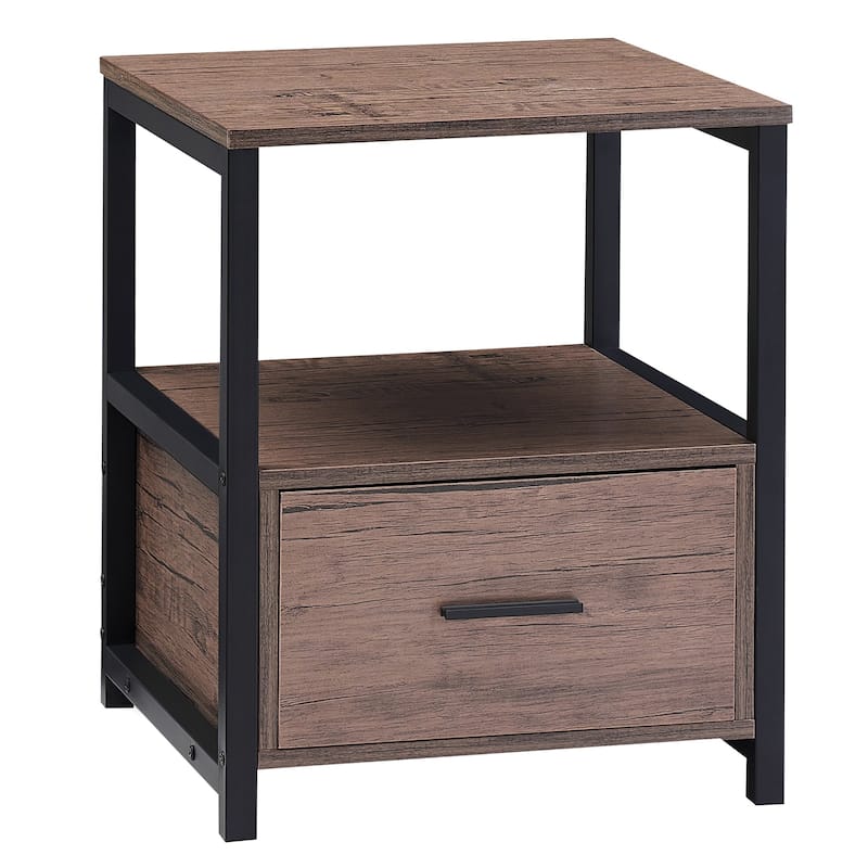 Javlergo (Set of 2) 1-Drawer Nightstand, Modern Square End Side Table for Bedroom, Living Room