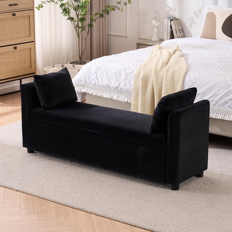 Velvet Storage Bench for Bedroom,End of Bed Bench for King Size Bed, Modern Upholstered Long Ottoman Bench for Entryway