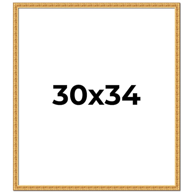 30x34 Frame Gold Real Wood Picture Frame Width 1 inches | Interior