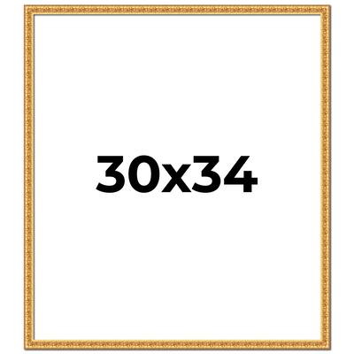 30x34 Frame Gold Real Wood Picture Frame Width 1 inches | Interior