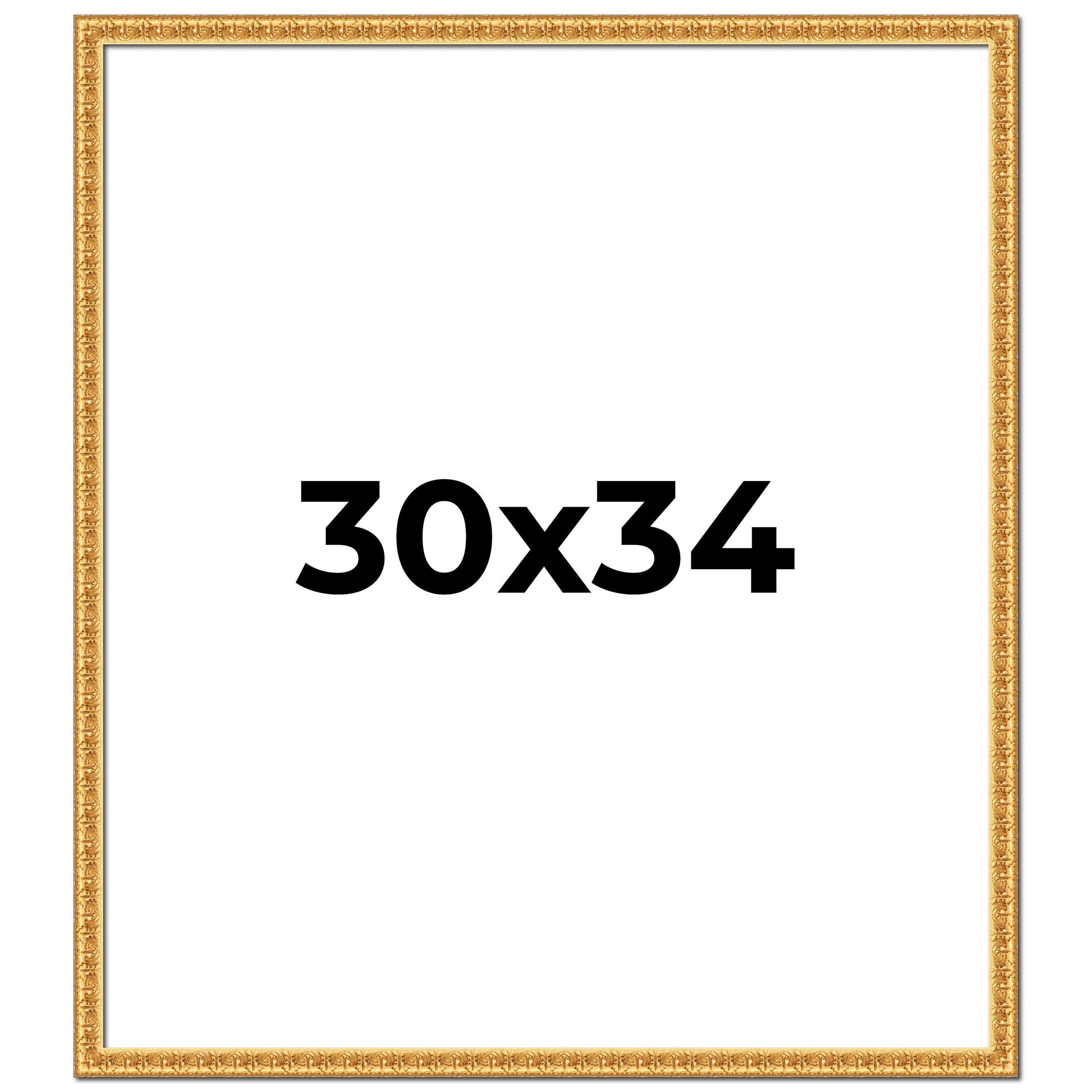 30x34 Frame Gold Real Wood Picture Frame Width 1 inches | Interior