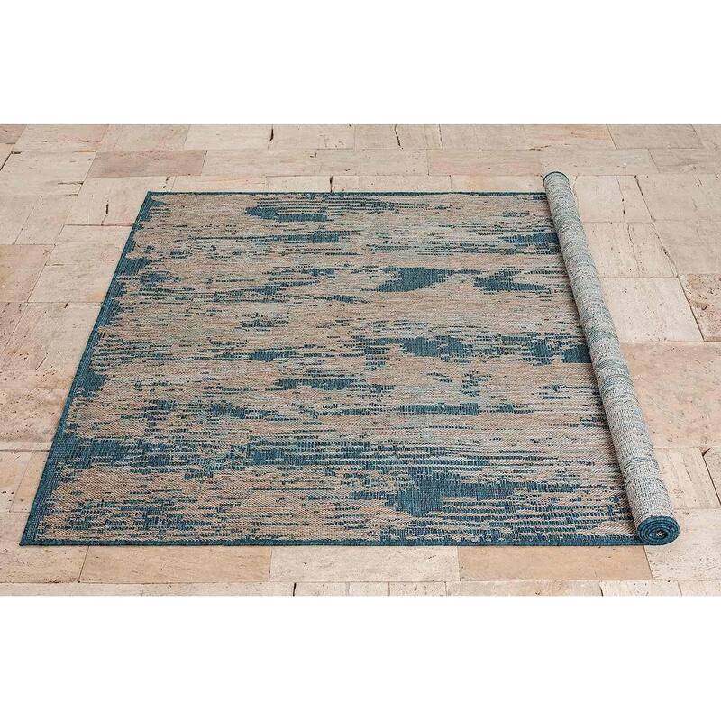 HR Waterproof Abstract Outdoor Rug Stain and FadeResistant On Sale