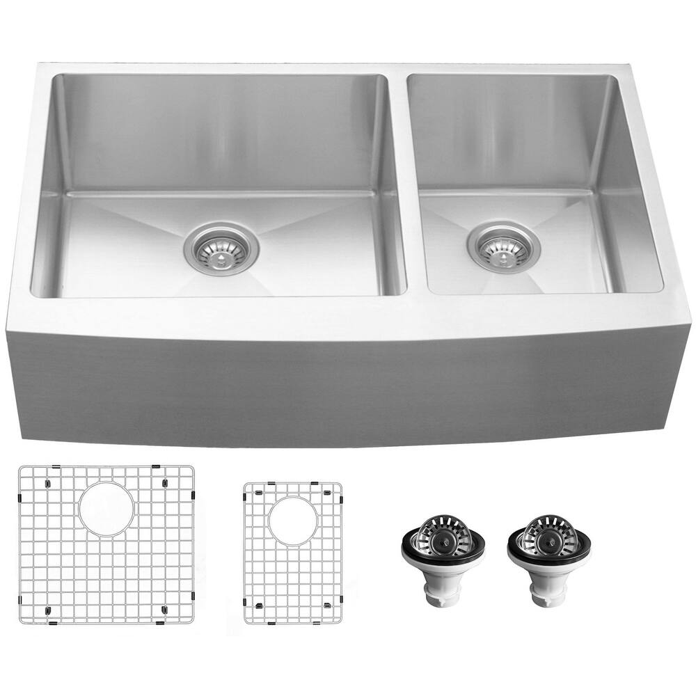 Karran USA EL-87-PK1 Elite 36" Farmhouse Double Basin Stainless Steel