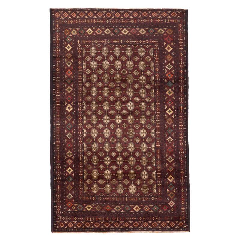 ECARPETGALLERY Hand-knotted Teimani Dark Red Wool Rug - 3'8 x 5'11