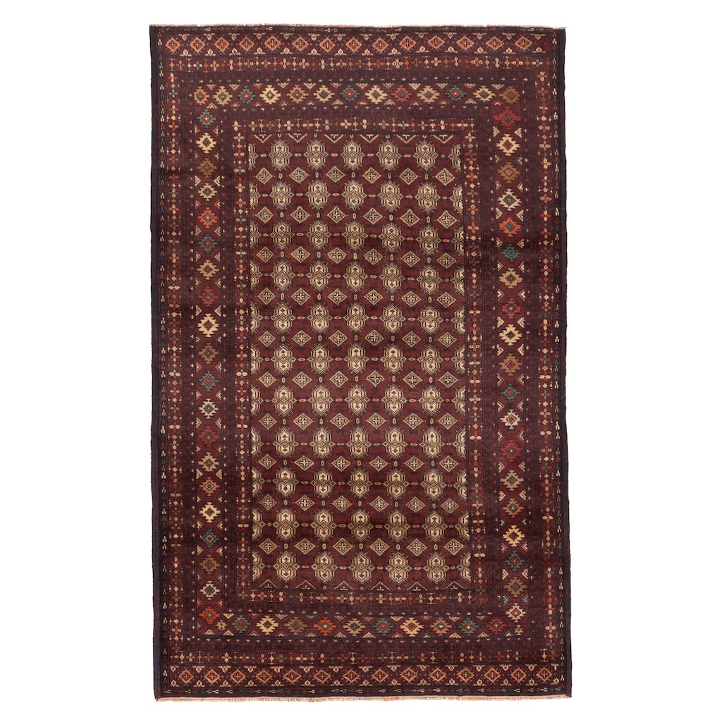 ECARPETGALLERY Hand-knotted Teimani Dark Red Wool Rug - 3'8 x 5'11