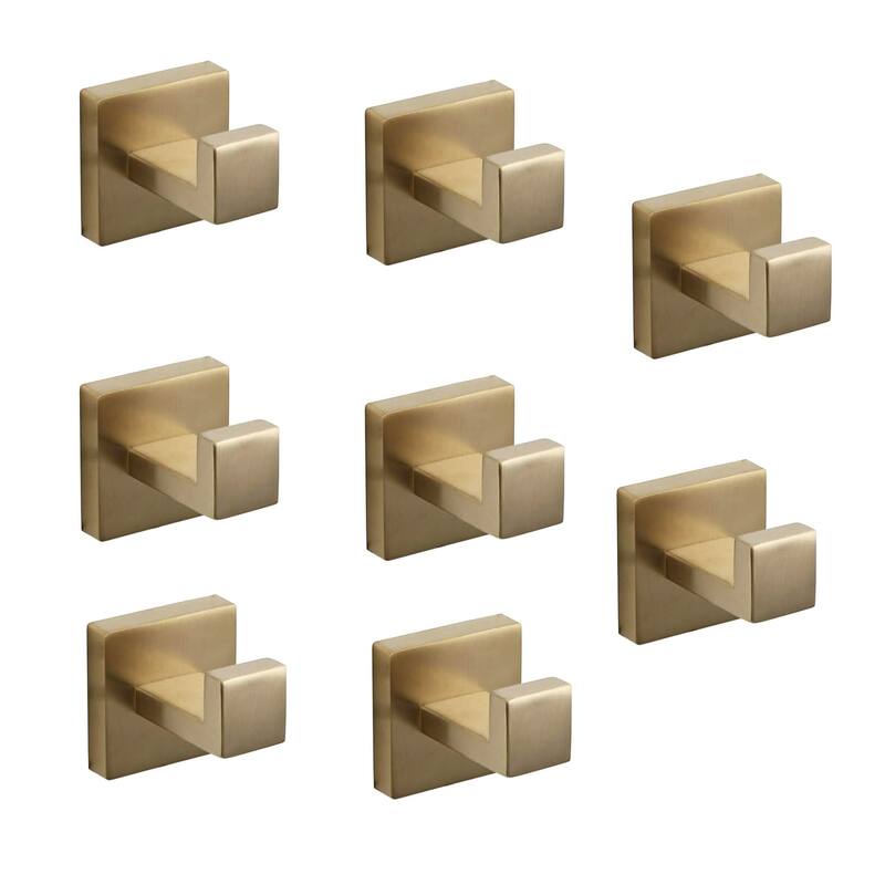 Towel Hooks for Bathrooms,SUS 304 Stainless Steel Coat Hook,Heavy Duty Towels Holder Hooks,8 Pack - Brushed Gold