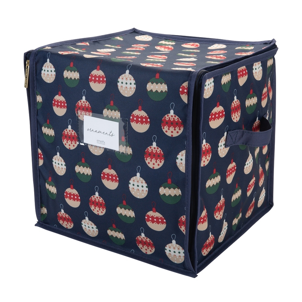 Quilted Christmas Ornament Storage Tub 48ct, Size: 13.75, Red