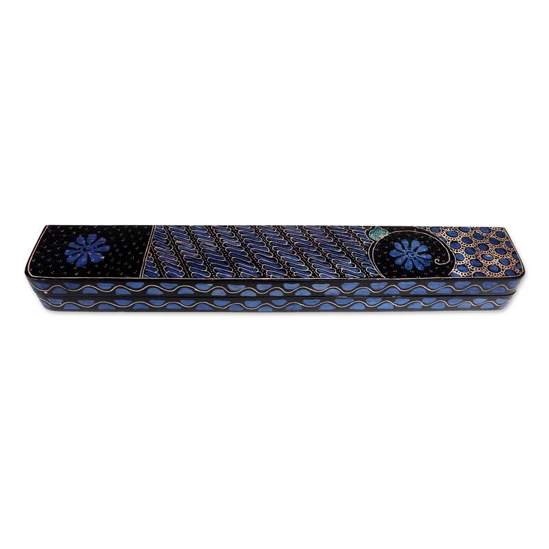 Novica Handmade Fun Parang Blue Wood Batik Mancala Board Game