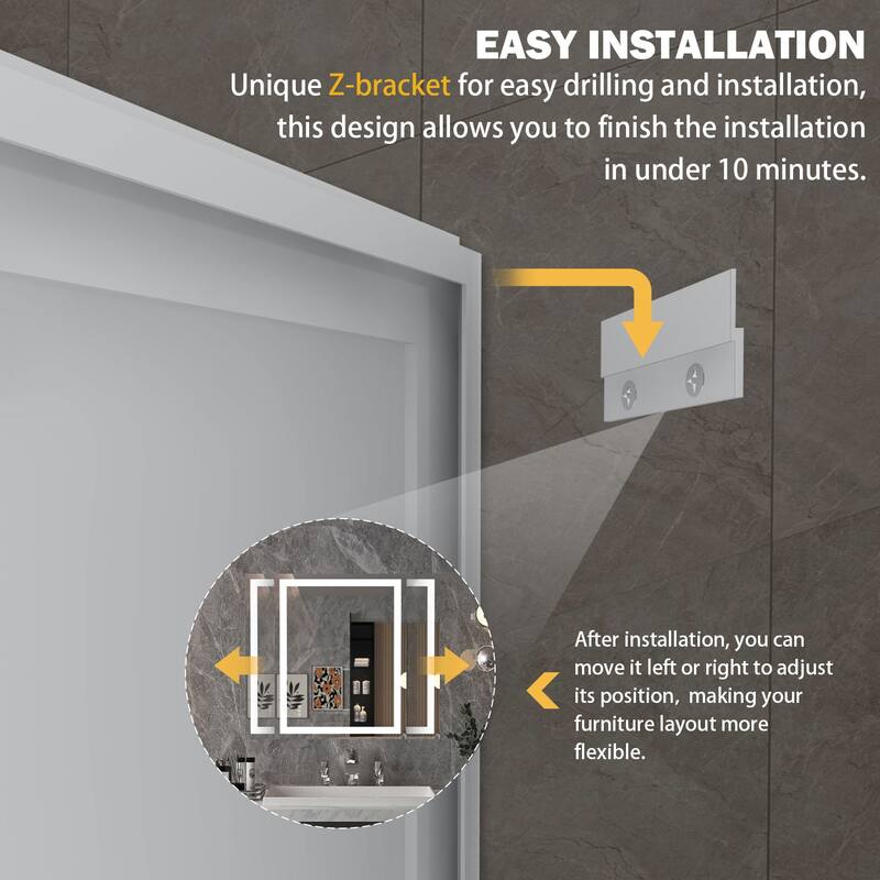 QuivaraView LED lights Frameless Wall Mounted Bathroom Vanity Mirror