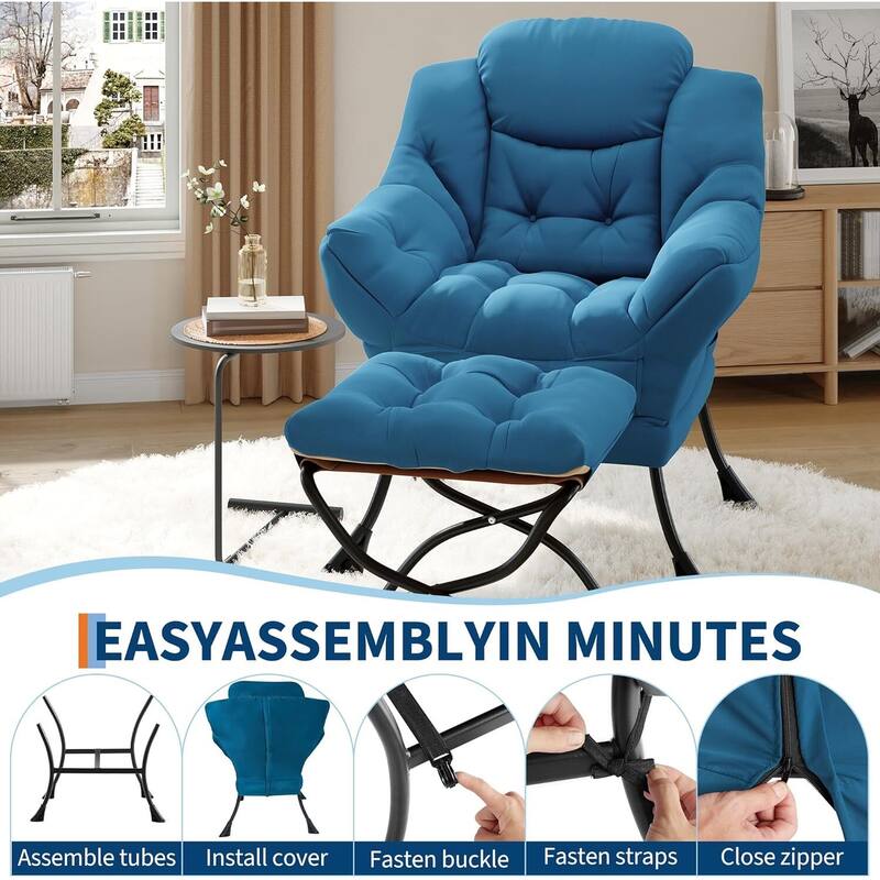 Lazy Chair and Ottoman, with Side Pocket and Arm