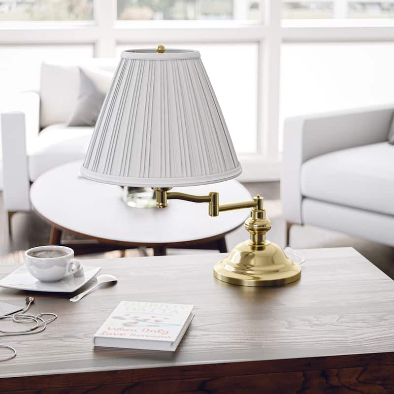 Kenroy Home Classic Swing Arm Desk Lamp - Polished Brass