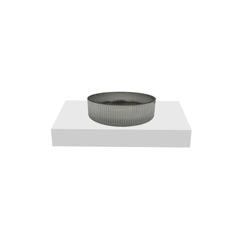 Cowrie 16" & 14" Round Decorative Crystal Vessel Sinks With White Base - 30"Countertop - 16"LightBlack